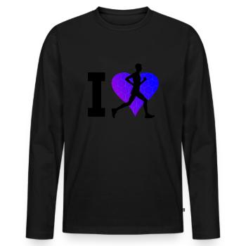 Course Hommes Femmes Jogging Jogging Course à pied - T-shirt manches longues Premium bio Homme - noir - Devant - Nico (187cm)