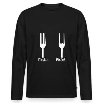 Plastique Metal Heavy Metal Fourche à frites Fourche - T-shirt manches longues Premium bio Homme - noir - Devant - Nico (187cm)