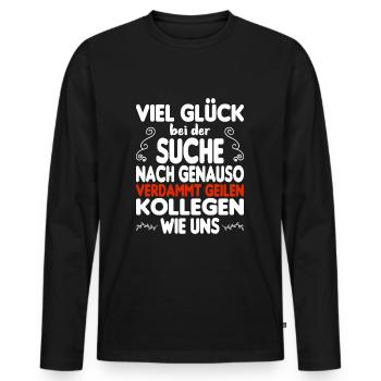Kollege Kollegin Abschied - Männer Premium Bio Langarmshirt - Schwarz - Vorne - Nico (187cm)