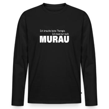 Therapie MURAU - Männer Premium Bio Langarmshirt - Schwarz - Vorne - Nico (187cm)