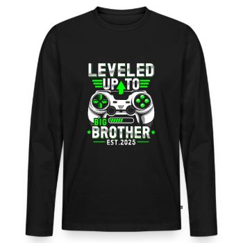 Promu grand frère en 2025 - T-shirt manches longues Premium bio Homme - noir - Devant - Nico (187cm)