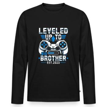 Promu grand frère en 2025 - T-shirt manches longues Premium bio Homme - noir - Devant - Nico (187cm)