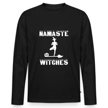 Yoga Yoga Yoga Halloween Pumpkin Costume Scary Funny - Men's Premium Organic Long Sleeve Shirt - black - Front - Nico (187cm)