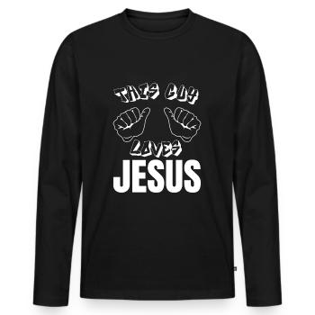 Jesus Christus Gott Kreuz Bibel Kirche Glaube Herr - Männer Premium Bio Langarmshirt - Schwarz - Vorne - Nico (187cm)