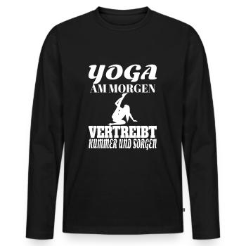 Yoga Lehrerin Kurs Meditation Geschenk Damen Matte - Männer Premium Bio Langarmshirt - Schwarz - Vorne - Nico (187cm)
