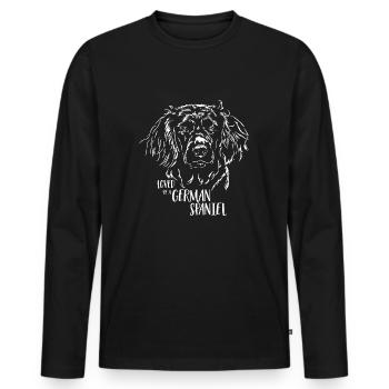 Loved by a German Spaniel dog saying Wilsigns - Men's Premium Organic Long Sleeve Shirt - black - Front - Nico (187cm)