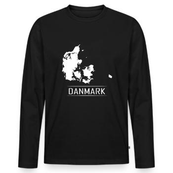 Danmark Carte Pays de vacances - T-shirt manches longues Premium bio Homme - noir - Devant - Nico (187cm)