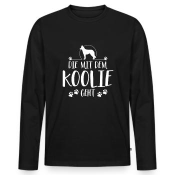 Die mit Koolie geht Hunde Hund Wilsigns - Männer Premium Bio Langarmshirt - Schwarz - Vorne - Nico (187cm)