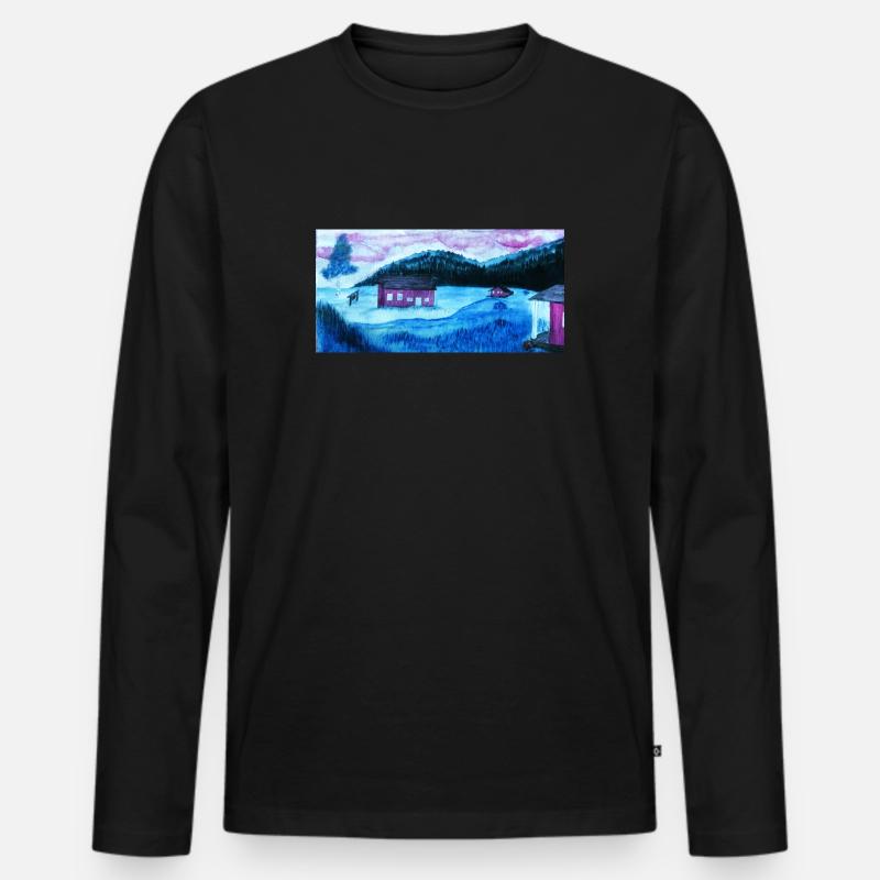 Landschaft 2 - Männer Premium Bio Langarmshirt - Schwarz