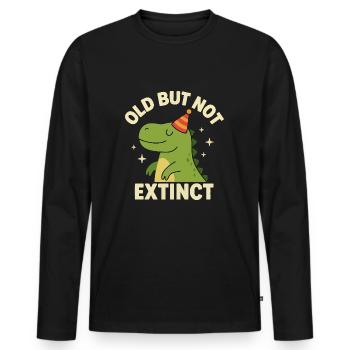 Lustiger Dino – Geburtstagsgeschenk Idee - Männer Premium Bio Langarmshirt - Schwarz - Vorne - Nico (187cm)