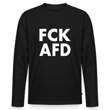 Fck afd - Männer Premium Bio Langarmshirt - Schwarz - Vorne - Nico (187cm)