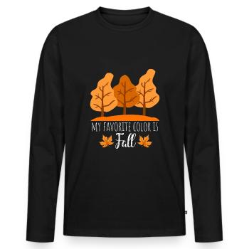 Herbstfarben Laubblätter - herbstliche Stimmung - Männer Premium Bio Langarmshirt - Schwarz - Vorne - Nico (187cm)