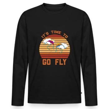 Papierdrachen steigen lassen - Herbst Hobby - Männer Premium Bio Langarmshirt - Schwarz - Vorne - Nico (187cm)