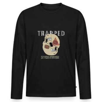 Piégé dans le système - Illuminati Eye - T-shirt manches longues Premium bio Homme - noir - Devant - Nico (187cm)