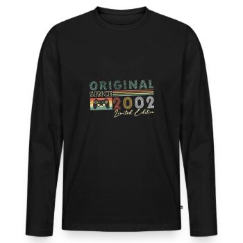2002 Vintage Gamer Spruch - Gaming bday - T-shirt manches longues Premium bio Homme - noir - Devant - Nico (187cm)