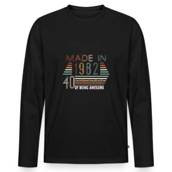 Né en 1982 Vintage Idée cadeau bday - T-shirt manches longues Premium bio Homme - noir - Devant - Nico (187cm)