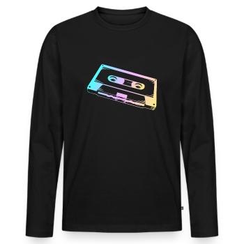Tape Musikkassette aus den 80er Jahren - Vintage - Männer Premium Bio Langarmshirt - Schwarz - Vorne - Nico (187cm)