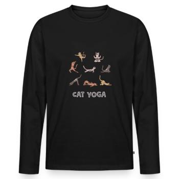 Fun cats yoga gift - Men's Premium Organic Long Sleeve Shirt - black - Front - Nico (187cm)