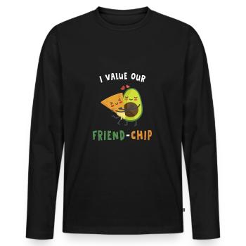 I Value Our Friend Chip Cute Funny Puns - Men's Premium Organic Long Sleeve Shirt - black - Front - Nico (187cm)