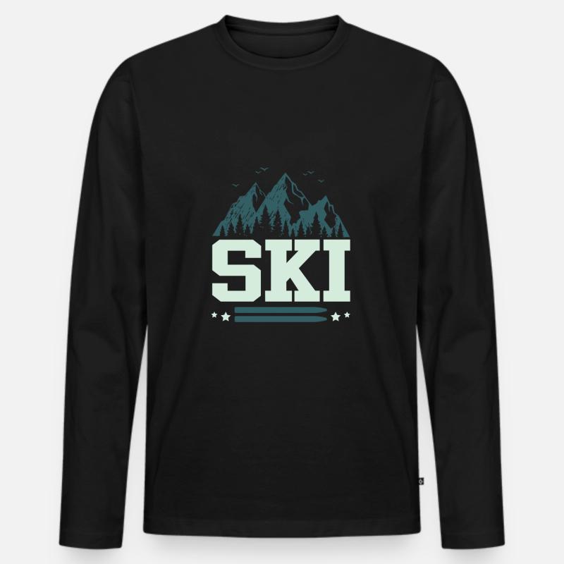 Ski Sport - Männer Premium Bio Langarmshirt - Schwarz