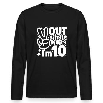 Peace Out Single Digits J’ai 10 ans Anniversaire - T-shirt manches longues Premium bio Homme - noir - Devant - Nico (187cm)