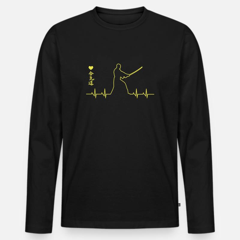 Aikido Kamae - Männer Premium Bio Langarmshirt - Schwarz