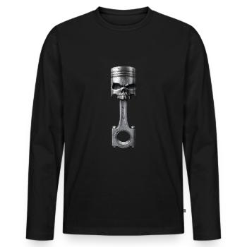 Piston de tête de mort - T-shirt manches longues Premium bio Homme - noir - Devant - Nico (187cm)
