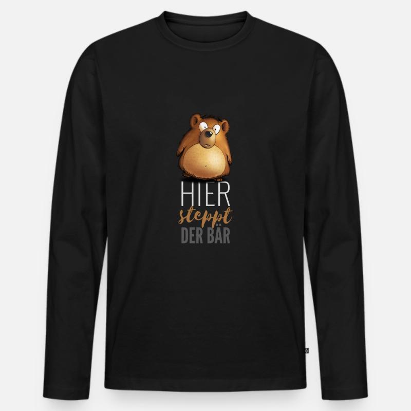 Hier steppt der Bär - Männer Premium Bio Langarmshirt - Schwarz