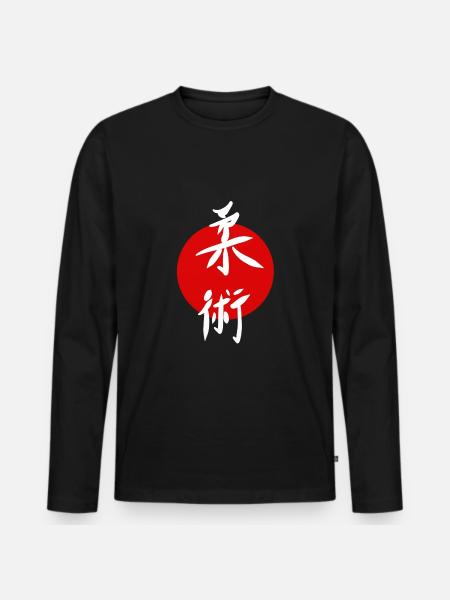 Ju Jutsu Shirt Sticker Kampfsport - Männer Premium Bio Langarmshirt - Schwarz