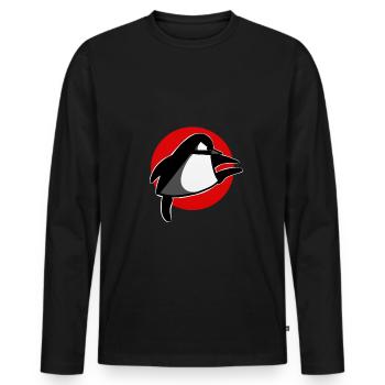 Drôle d’art martial Penguin Shirt Autocollant - T-shirt manches longues Premium bio Homme - noir - Devant - Nico (187cm)