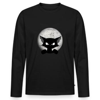 Mignon Comic Cat / Cat Motif Autocollant Mug Chemise - T-shirt manches longues Premium bio Homme - noir - Devant - Nico (187cm)