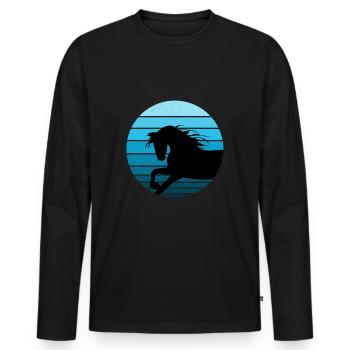 Chevaux et équitation. Mode équestre pour les amoureux des chevaux - T-shirt manches longues Premium bio Homme - noir - Devant - Nico (187cm)