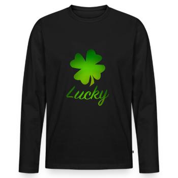Lucky - Men's Premium Organic Long Sleeve Shirt - black - Front - Nico (187cm)