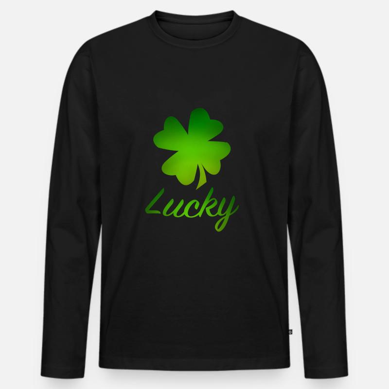 Lucky - Männer Premium Bio Langarmshirt - Schwarz
