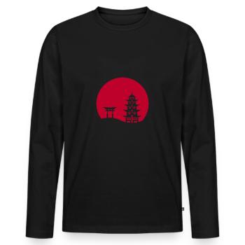 Japan - Men's Premium Organic Long Sleeve Shirt - black - Front - Nico (187cm)