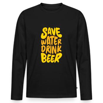 Funny Beer Saying Beer Shirt Gift - Men's Premium Organic Long Sleeve Shirt - black - Front - Nico (187cm)