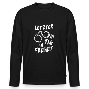 Junggesellinenabschied Letzter tag in Freiheit - Männer Premium Bio Langarmshirt - Schwarz - Vorne - Nico (187cm)