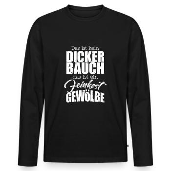 Kein dicker Bauch Feinkost Humor Lustig - Männer Premium Bio Langarmshirt - Schwarz - Vorne - Nico (187cm)
