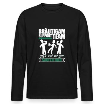 Junggeselle Bräutigam Support Team Lustiger Spruch - Männer Premium Bio Langarmshirt - Schwarz - Vorne - Nico (187cm)