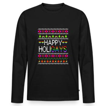 Happy Holigays Ugly Xmas - Men's Premium Organic Long Sleeve Shirt - black - Front - Nico (187cm)
