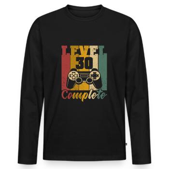 Niveau 30 Terminer 30 Anniversaire Joueur 30 ans - T-shirt manches longues Premium bio Homme - noir - Devant - Nico (187cm)