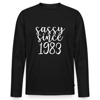 Sassy depuis 1983, cadeau 40e anniversaire 40 ans - T-shirt manches longues Premium bio Homme - noir - Devant - Nico (187cm)