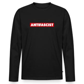 Antifasciste - T-shirt manches longues Premium bio Homme - noir - Devant - Nico (187cm)