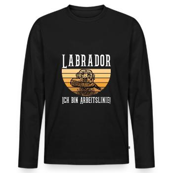 Labrador Retriever - Ich bin Arbeitslinie Spruch - Männer Premium Bio Langarmshirt - Schwarz - Vorne - Nico (187cm)