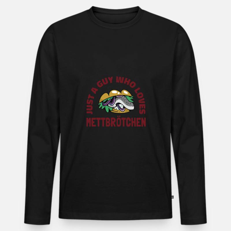 Fischbrötchen mit Pommes - Männer Premium Bio Langarmshirt - Schwarz