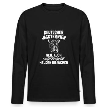 Deutscher Jagdterrier - Männer Premium Bio Langarmshirt - Schwarz - Vorne - Nico (187cm)