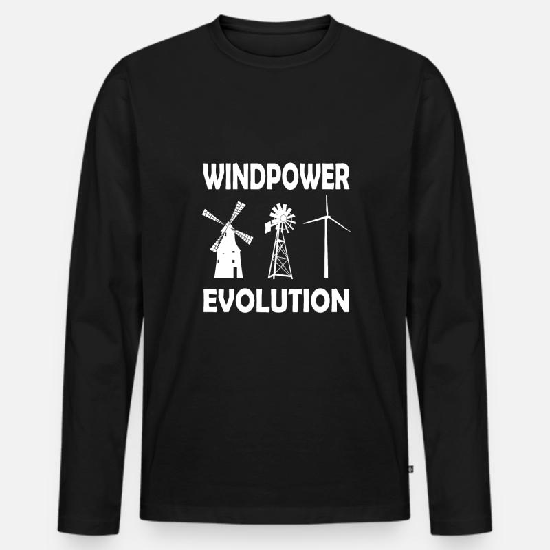 Windenergie Windkraftanlage Windrad - Männer Premium Bio Langarmshirt - Schwarz