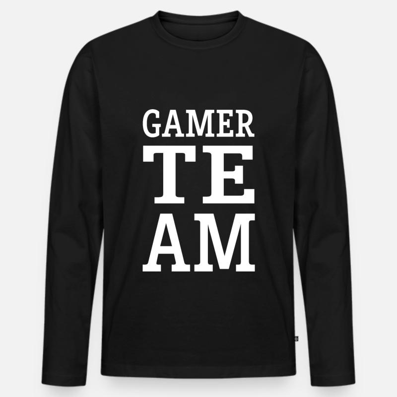 Gamer Team - Männer Premium Bio Langarmshirt - Schwarz
