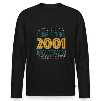 Rétro Vintage Edition Limitée 2001 - T-shirt manches longues Premium bio Homme - noir - Devant - Nico (187cm)
