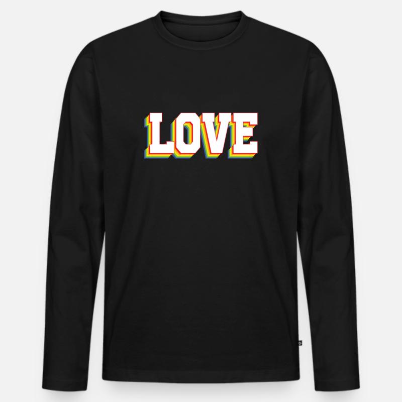 Love Rainbow - Männer Premium Bio Langarmshirt - Schwarz